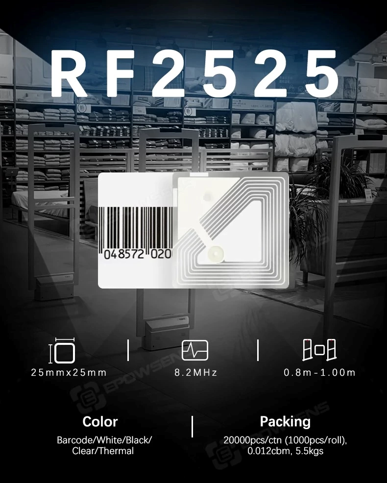 RF2525 Эповсенс противоугонные защитные этикетки для предотвращения розничных потерь 25x25 мм маленькая RF-этикетка