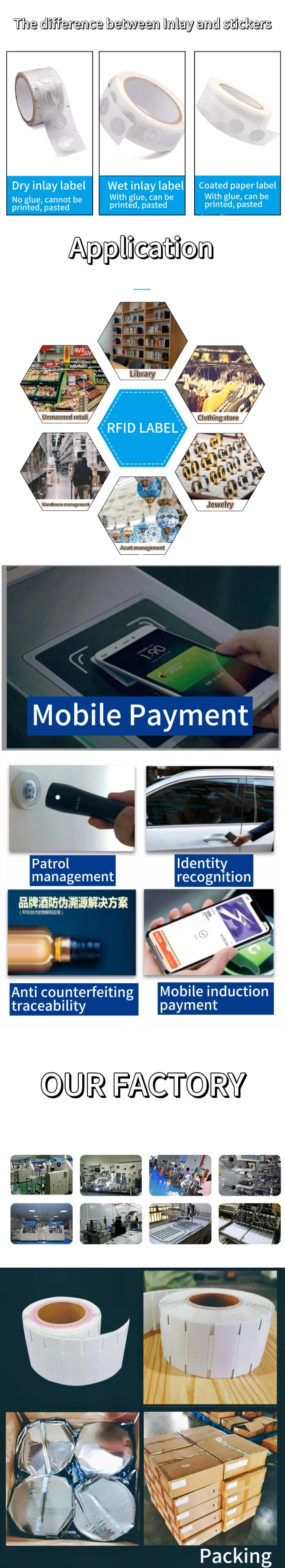 Высококачественные микрочипы для сухой влажной инкрустации ISO 14443A RFID-метка 213 NFC 13,56 МГц HF RFID NFC