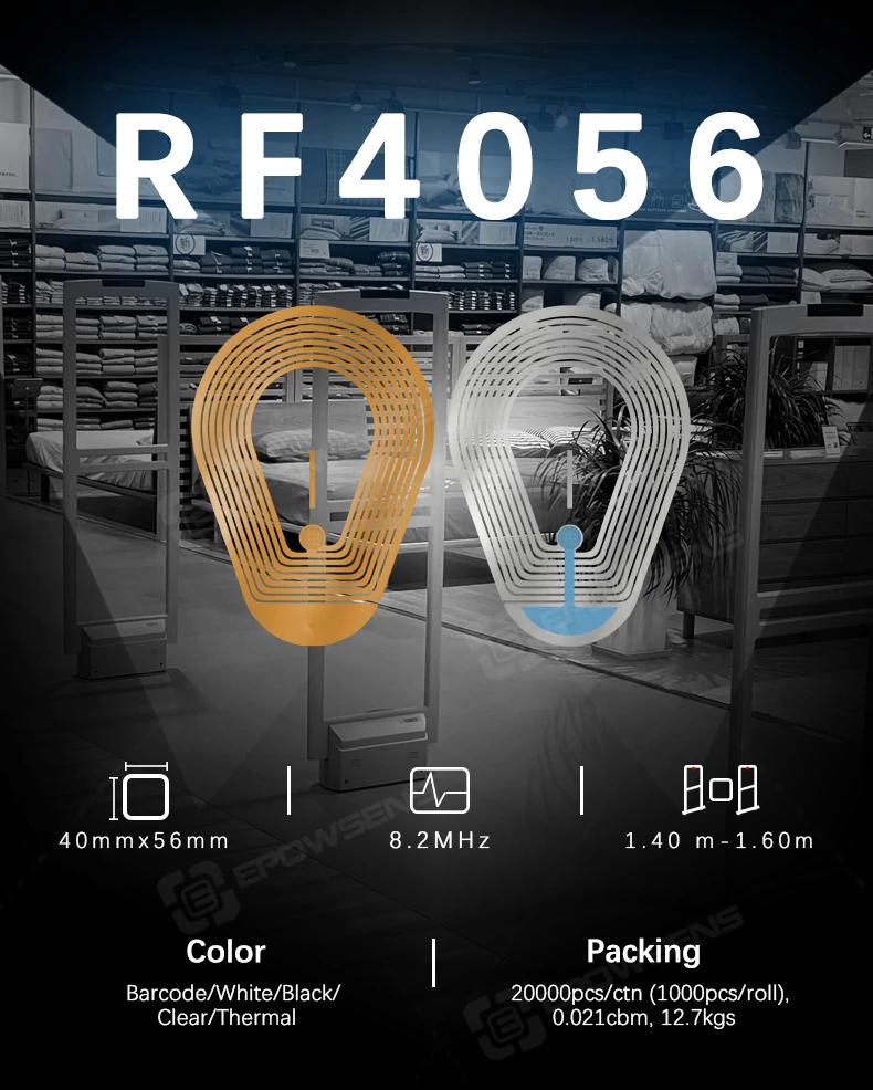 RF4056 Индивидуальная прозрачная наклейка для защиты от кражи EAS с возможностью отключения на частоте 8,2 МГц, радиочастотная мягкая этикетка для обуви